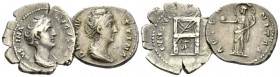 Faustina senior, wife of Antoninus Pius Lot of two Denarii circa 139-141, AR 19mm., 6.43g. FAVSTINA AVGVSTA Draped bust r. Rev. IVNONI REGINAE Draped ...