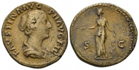 Faustina junior, daughter of Antoninus Pius and wife of Marcus Aurelius As circa 145-146, Æ 25mm., 10.91g. FAVSTINA AVGVSTA Draped bust r. Rev. Diana ...