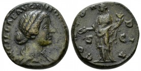 Lucilla, daughter of M. Aurelius and wife of Lucius Verus As circa 164-182, Æ 23mm., 12.76g. Draped bust r. Rev. Concordia standing l., holding patera...