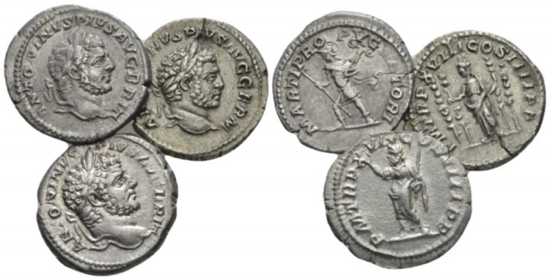 Caracalla, 198-217 Lot of three Denarii circa 210-215, AR 19mm., 9.62g. Lot of t...