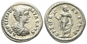 Geta Caesar, 198-209 Denarius Laodicea circa 198-200, AR 19.5mm., 3.00g. Bare-headed, draped and cuirassed bust r. Rev. Spes advancing l.; holding flo...
