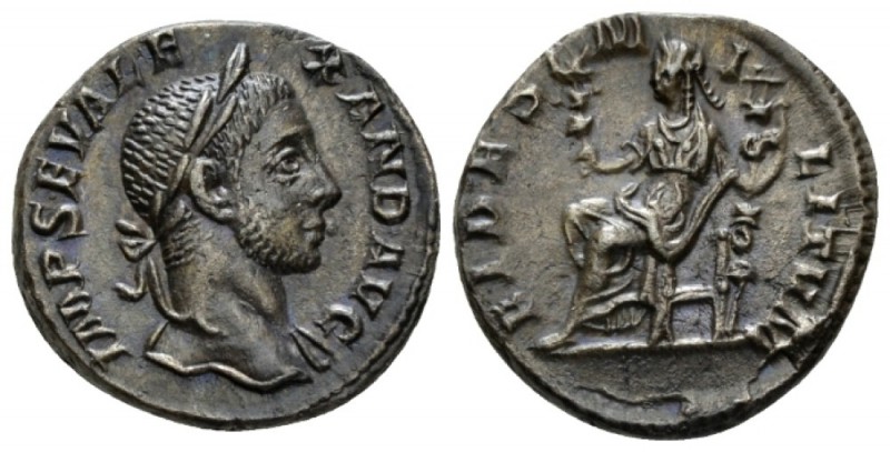 Severus Alexander, 222-235 Denarius circa 228-231, AR 18mm., 3.34g. Laureate hea...
