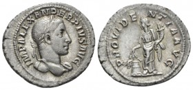 Severus Alexander, 222-235 Denarius circa 231-235, AR 21.5mm., 3.03g. Laureate bust r., drapery on l. shoulder. Rev. Providentia standing l., holding ...