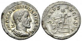 Maximinus I, 235-238 Denarius circa 235-236, AR 19.5mm., 2.75g. IMP MAXIMINVS PIVS AVG Laureate, draped and cuirassed bust r. Rev. SALVS AVGVSTI Salus...