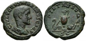 Maximus Caesar, 235-238 As circa 235-236, Æ 27mm., 13.07g. Bare-headed, draped bust r. Rev. Jug between lituus and knife to l., simpulum and sprinkler...