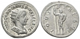 Gordian III, 238-244 Antoninianus circa 241-243, AR 23mm., 4.94g. Radiate, draped and cuirassed bust r. Rev. Jupites standing facing, head r.; holding...