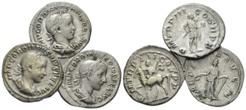 Gordian III, 238-244 Lot of three Denarii circa 240-243, AR 20mm., 9.73g. Lot of...