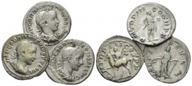 Gordian III, 238-244 Lot of three Denarii circa 240-243, AR 20mm., 9.73g. Lot of three denarii: Denarius circa 240. RIC 81. C 234. Denarius circa 241-...