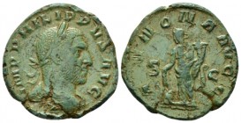 Philip I, 244-249 As circa 244-249, Æ 25.5mm., 6.80g. Laureate, draped and cuirassed bust r. Rev. Annona standing l., holding grain-ears over modius a...