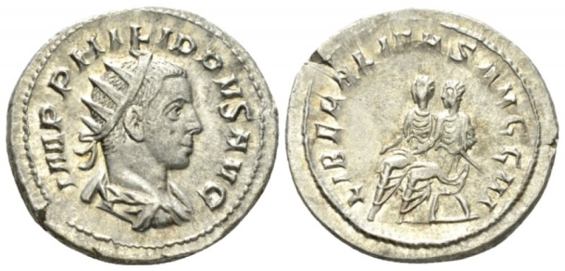 Philip II, 247-249 Antoninianus circa 247-249, AR 23mm., 4.63g. Radiate, draped ...