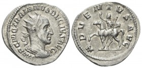 Trajan Decius, 249-251 Antoninianus circa 249-251, AR 23.5mm., 3.04g. Radiate, draped and cuirassed bust r. Rev. Trajan Decius on horseback prancing l...
