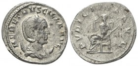 Herennia Etruscilla, wife of Trajan Decius Antoninianus circa 249-251, AR 23.5mm., 4.49g. Diadem and draped bust r., set on crescent. Rev. Pudicitia s...
