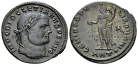 Diocletian, 284-305 Follis Antioch circa 304-305, Æ 28mm., 11.03g. Laureate head r. Rev. Genius standing l., holding patera and cornucopia. RIC 58a. C...