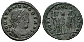 Constantius II Caesar, 317 – 337 Æ3 Cyzicus 336-367, Æ 17.5mm., 1.58g. CONSTANTINVS IVN NOB C Laureate, draped and cuirasse bust right. Rev. GLORIA EX...