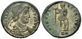 Vetranio, March – 25th December 350 Centenionalis Thessalonica circa 350, Æ 25mm., 6.58g. Laureate, draped, and cuirassed bust r. Rev. Emperor standin...
