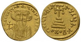 Constans II, September 641 – 15 July 678, with colleagues from 654 Solidus Constantinople circa 651-654, AV 19mm., 4.37g. dN CONStAN – tINYS PP AY Bus...