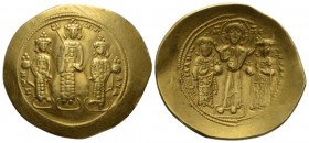 Romanus IV, 1068-1071. With Michael VII, Constantius, Andronicus and Eucocia. Histamenon nomisma (solidus) Constantinopolis 1068-1071, AV 27mm., 4.33g...