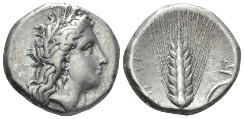 Lucania, Metapontum Nomos circa 330-290, AR 20.5mm., 7.75g. Head of Demeter r., ...