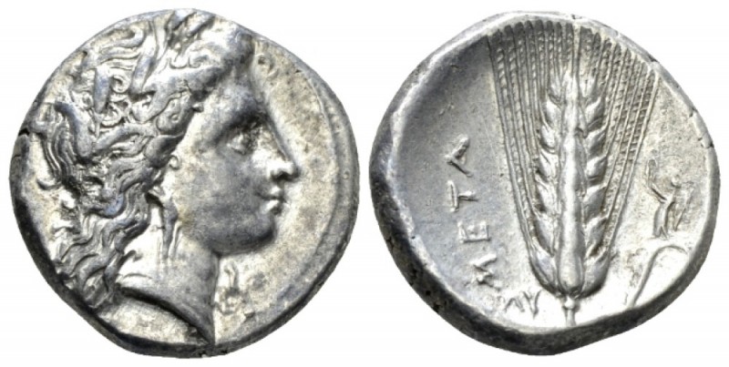 Lucania, Metapontum Nomos circa 330-290, AR 20.5mm., 7.81g. Head of Demeter r., ...