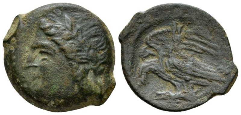Sicily, Agrigentum Bronze circa 275-240, Æ 21mm., 6.21g. Laureate head of Apollo...