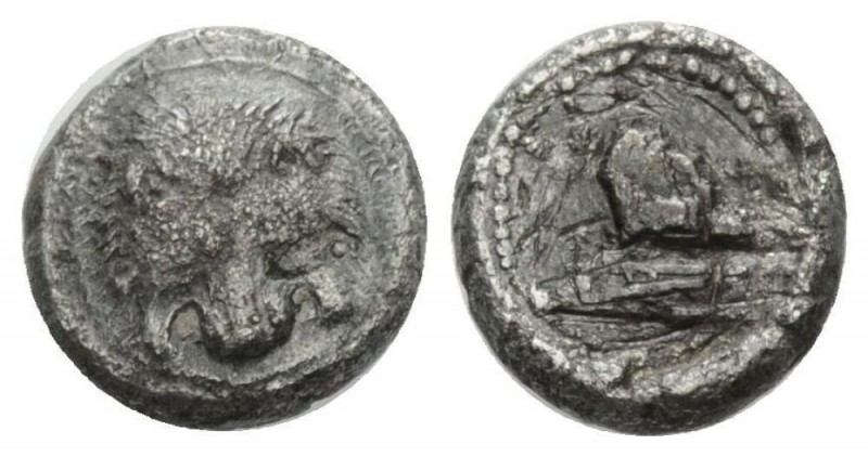 Sicily, Messana as Zankle, Samian occupation, Diobol circa 493-488, AR 9mm., 0.9...