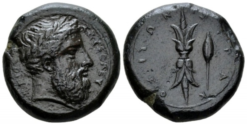 Sicily, Syracuse Hemidrachm circa 344-317, Æ 24.5mm., 16.02g. Bearded and laurea...