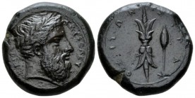 Sicily, Syracuse Hemidrachm circa 344-317, Æ 24.5mm., 16.02g. Bearded and laureate head of Zeus Eleutherios r. Rev. Winged thunderbolt; in r. field, g...