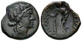 Sicily, Syracuse Bronze circa 214-212, Æ 19.5mm., 7.54g. Wreathed head of Persephone r. Rev. Demeter standing l., holding torch in her r. hand and sce...