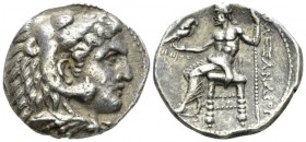 Kingdom of Macedon, Alexander III, 336 – 323 Ake Tetradrachm circa 308-307, AR 26.5mm., 16.85g. Head of Herakles r., wearing lion skin. Rev. Zeus seat...