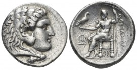 Kingdom of Macedon, Alexander III, 336 – 323 Tyre Tetradrachm circa 301-290, AR 28mm., 16.98g. Head of Herakles r., wearing lion skin. Rev. Zeus seate...