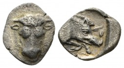 Phocis, Federal coinage Obol circa 478-460, AR 9.5mm., 0.92g. Frontal bull's head. Rev. Boar forepart to r. in incuse square showing only one leg. Wil...