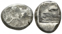 Cyprus, Paphos Stater circa 510-480, AR 17.5mm., 10.86g. Bull advancing l. Rev. Eagle's head l., palmette above, guilloche pattern below; all in dotte...
