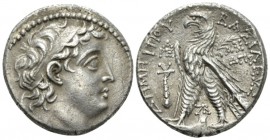 The Seleucid Kings, Demetrius II Nicator, 146-138 BC Tyre Tetradrachm circa 129-128 (SE 184), AR 27mm., 13.74g. Diademed and draped bust r. Rev. Eagle...