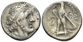 The Ptolemies, Ptolemy I Soter, 305-282 Alexandria Tetradrachm circa, AR 26.5mm., 13.79g. Diademed head r., wearing aegis. Rev. Eagle standing left on...