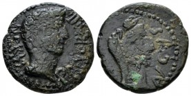Sicily, Panormus Tiberius, with Julia Augusta (Livia ?) Bronz circa 14-37, Æ 21.5mm., 6.83g. Bare male head r. Rev. Veiled and draped female bust r.. ...