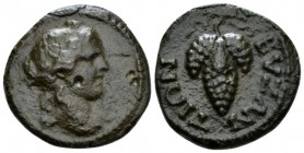Thrace, Byzantium Pseudo-autonomous issue. Bronze Temp. Antoninus Pius, AD 138-161., Æ 23.5mm., 6.44g. Draped bust of Dionysus r., wearing ivy wreath....