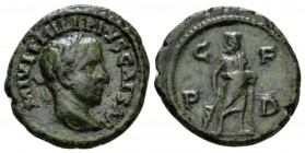 Thrace, Deultum Philip II Caesar, 244-247 Bronze circa 244-247, Æ 18.5mm., 3.39g. M IVL PHILIPPVS CAES Laureate head r. Rev. C - F / P - D Asklepios s...