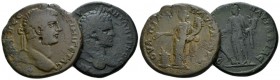 Thrace, Pautalia Geta, 209-212 Lot of two bronzes circa 209-212, Æ 30.5mm., 30.75g. Laureate head r. Rev. Homonoia Standing l.; holding patera over li...