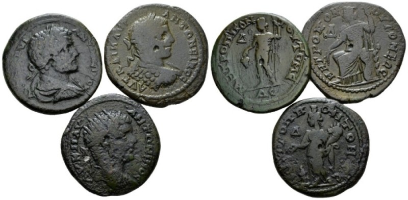 Moesia, Tomis Caracalla, 198-217 Lot of three Bronzes circa 198-217, Æ 20mm., 31...