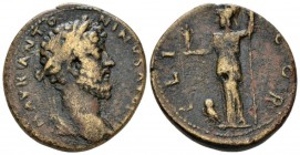 Corinthia, Corinth Marcus Aurelius, 161-180 Bronze circa 161-180, Æ 27.5mm., 13.85g. Laureate and draped bust r. Rev. Athena standing l., holding Nike...