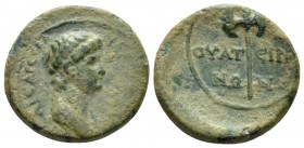 Lydia, Thyateira Nero, 54-68 Bronze circa 54-68, Æ 18mm., 2.98g. Draped bust r. Rev. ΘYAT - ЄIPH / NΩ - N Bipennis. RPC 2382.

Light green patina. V...