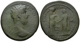 Phrygia, Cybira Homonoia with Hierapolis Marcus Aurelius, 161-180 Medallion circa 172, Æ 40mm., 34.88g. Laureate, draped, and cuirassed bust r. Rev. Ɛ...