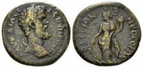 Pamphilia, Side Septimius Severus, 193-211 Bronze circa 193-211, Æ 23.5mm., 6.77g. Laureate bust r. Rev. Tyche standing l., holding rudder and cornuco...