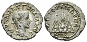 Cappadocia, Caesarea Gordian III, 238-244 Drachm circa 240-241 (year 4), AR 19mm., 3.99g. Laureate bust r. Rev. Mt. Argaeus surmounted by wreath; in e...