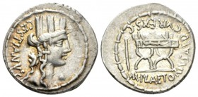 M. Plaetorius M. f. Caestianus. Denarius 67, AR 20mm., 3.89g. CESTIANVS Bust of Cybeles r.; behind, forepart of lion. Before chin, globe. All within b...