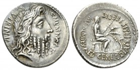 C. Memmius C.f. Denarius circa 56, AR 19.5mm., 3.64g. C·MEMMI·C·F· – QVIRINVS Laureate head of Quirinus r. Rev. MEMMIVS· AED·CERIALIA·PREIMVS·FECIT Ce...
