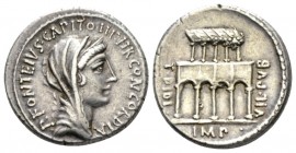 P. Fonteius P.f. Capito. Denarius circa 55, AR 18mm., 3.76g. P·FONTEIVS·CAPITO·III·VIR CONCORDIA Diademed and draped head of Concordia r. Rev. T·DIDI·...
