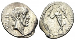 C. Antius C.f. Restio. Denarius 47, AR 19.5mm., 3.79g. RESTIO Head of C. Antius Restio r. Rev. C·ANTIVS·C·F Hercules walking r., holding trophy and cl...