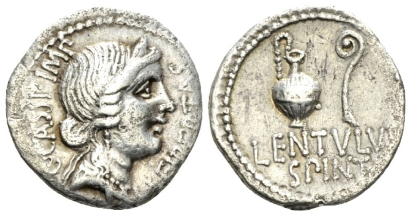 C. Cassius Longinus with P. Cornelius Lentulus Spinther. Denarius mint moving wi...