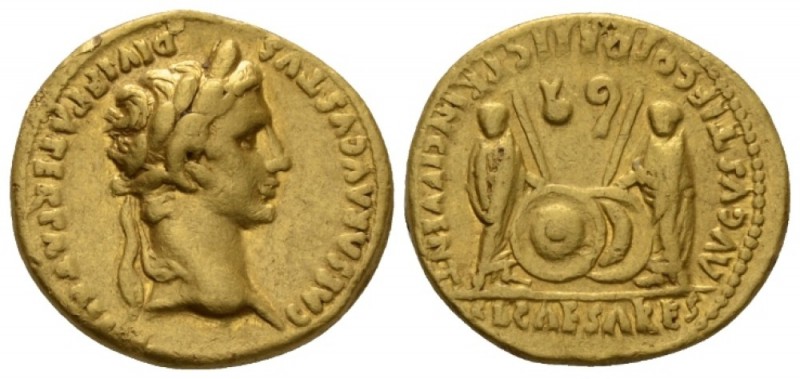 Octavian as Augustus, 27 BC – 14 AD Aureus Lugdunum circa 2 BC – 4 AD, AV 20mm.,...